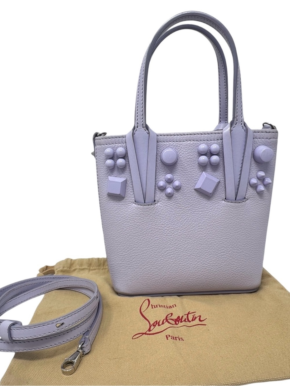 ✨🛍️ Christian Louboutin Lavender Leather Mini Cabata Tote